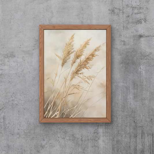 Minimalist Dried Grass Art, Digital Print, Neutral Botanical Wall Art, Boho Decor, Nature Art, Soft Beige Tones, Digital Download, Large Wall Art