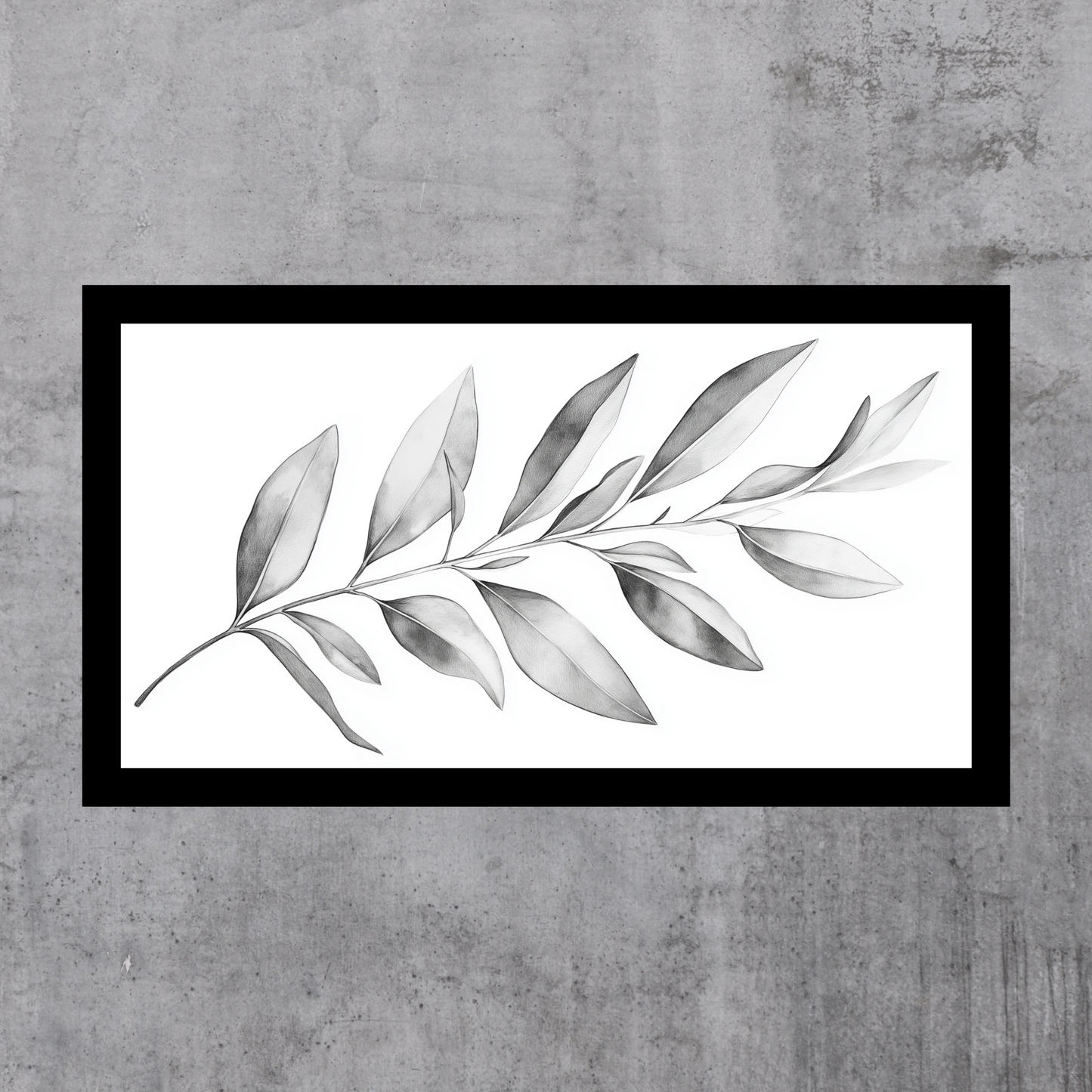 Minimalist Olive Leaf Art, Digital Print, Botanical Wall Decor, Black and White Nature Art, Elegant Artwork, Digital Download, Large Wall Art