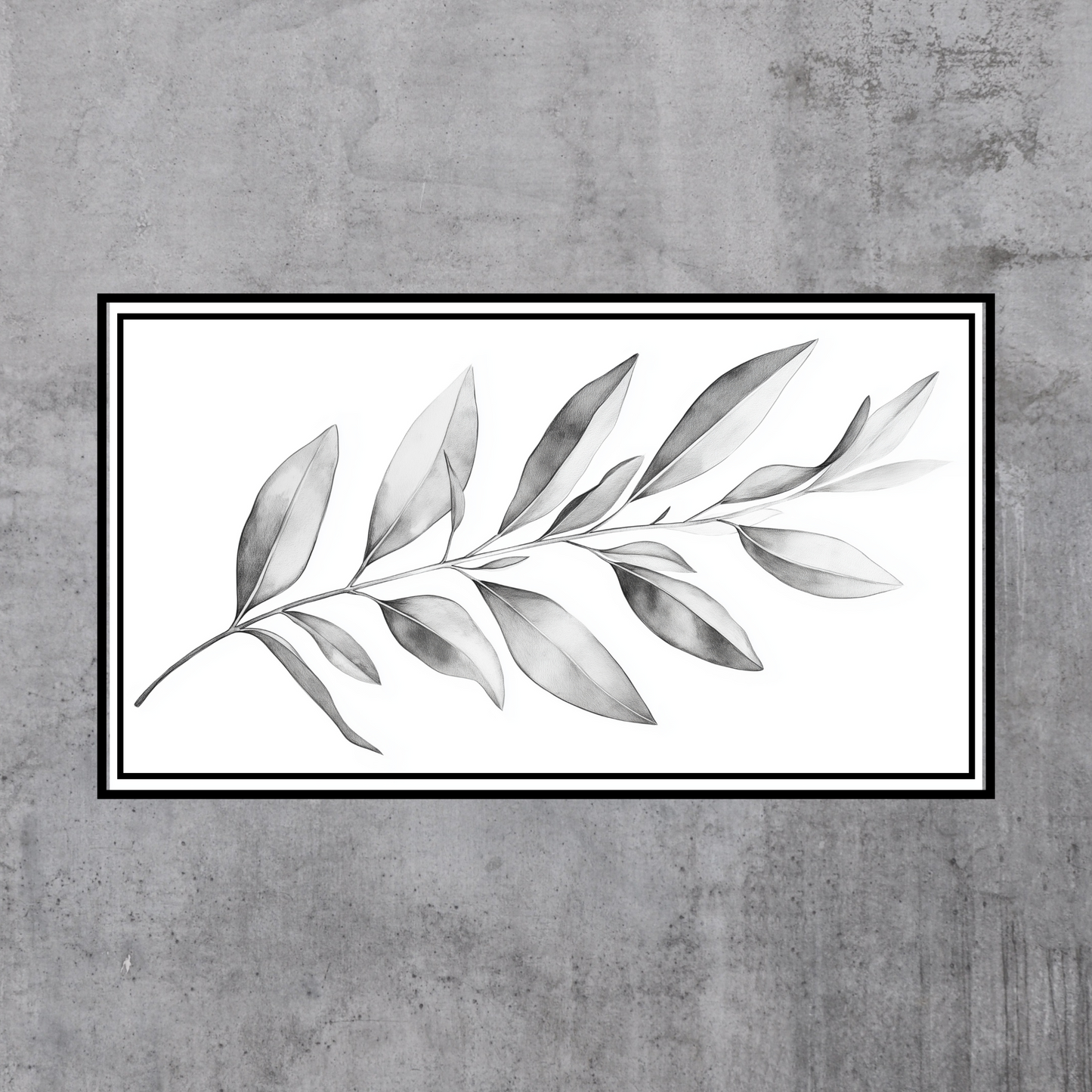 Minimalist Olive Leaf Art, Digital Print, Botanical Wall Decor, Black and White Nature Art, Elegant Artwork, Digital Download, Large Wall Art