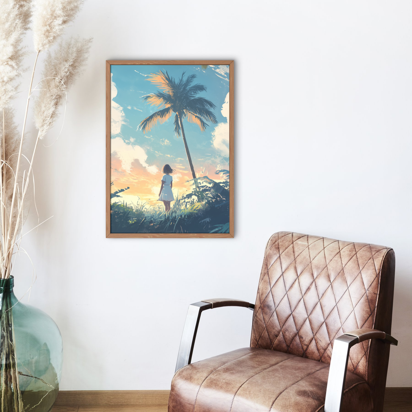 Tropical Sunset Art, Digital Print, Palm Tree Wall Art, Coastal Decor, Nature Art, Landscape Art, Digital Download, Large Wall Art