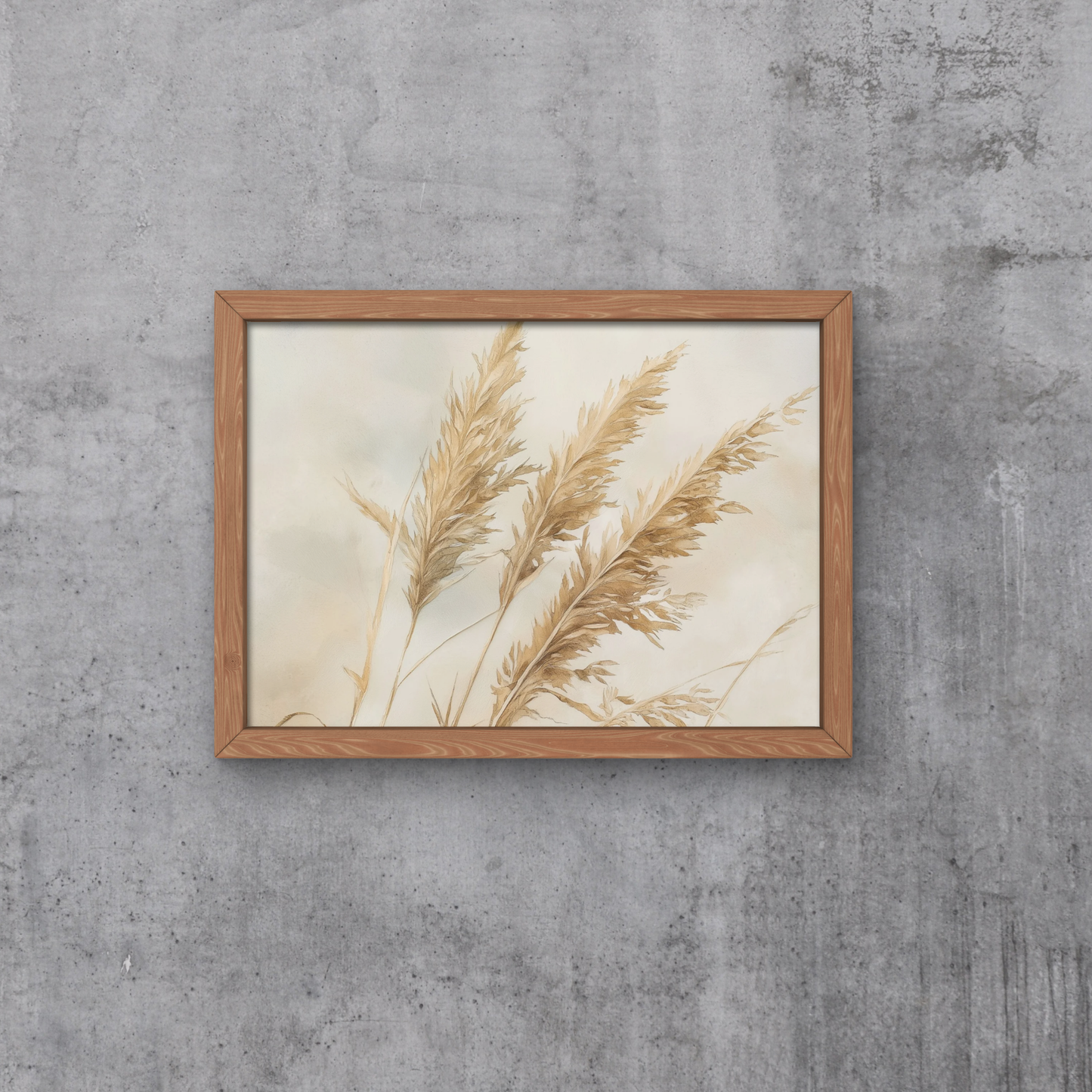 Minimalist Dried Grass Art, Digital Print, Neutral Botanical Wall Art, Boho Decor, Nature Art, Soft Beige Tones, Digital Download, Large Wall Art