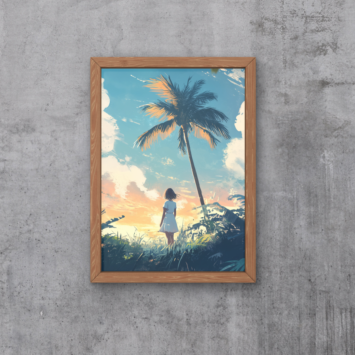 Tropical Sunset Art, Digital Print, Palm Tree Wall Art, Coastal Decor, Nature Art, Landscape Art, Digital Download, Large Wall Art